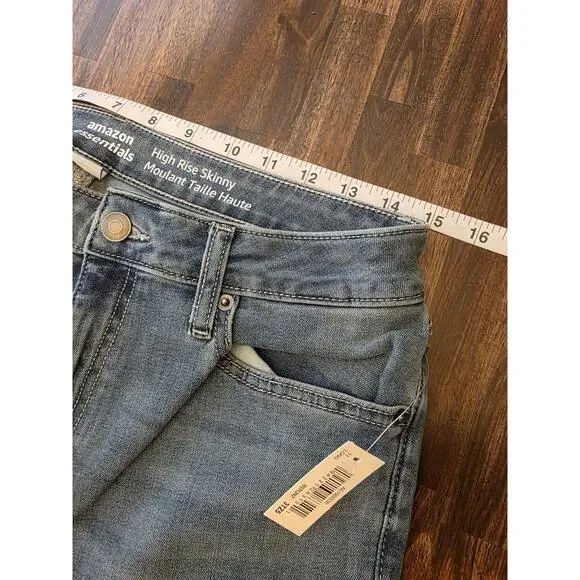 NWT Amazon Essentials Womens 12 Long Jeans Blue High Rise Skinny Stretch Denim - Picture 2 of 5